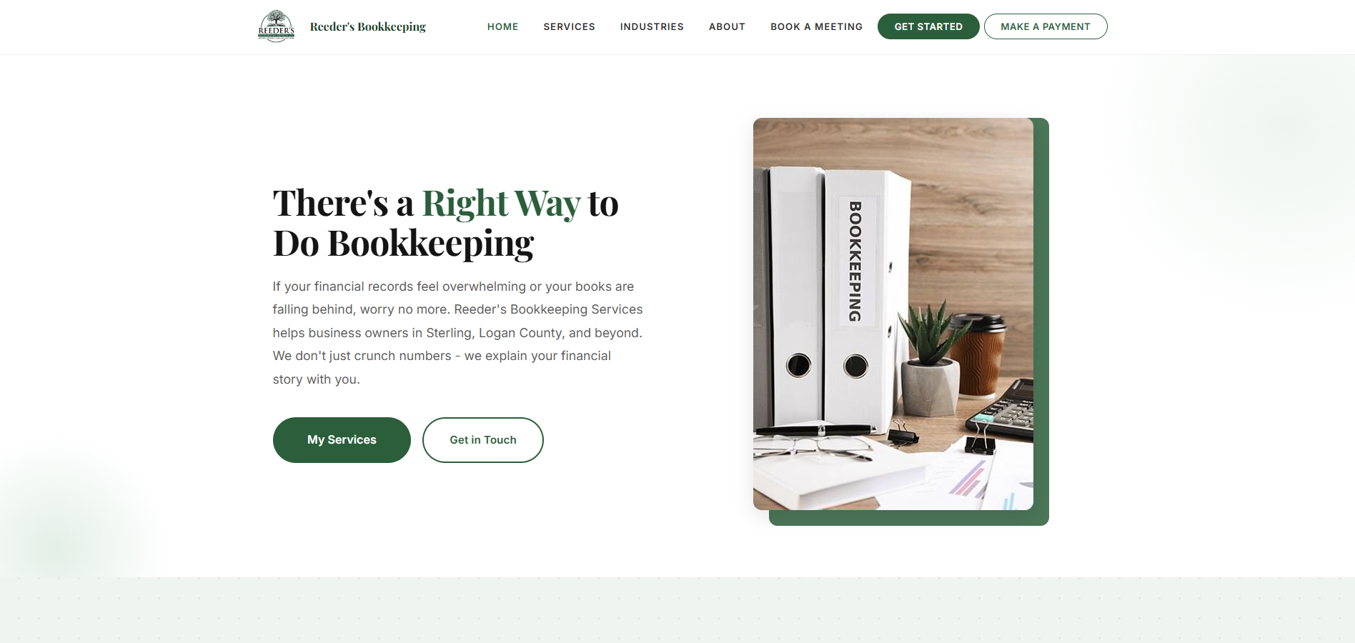 Reeder's Bookkeeping website screenshot